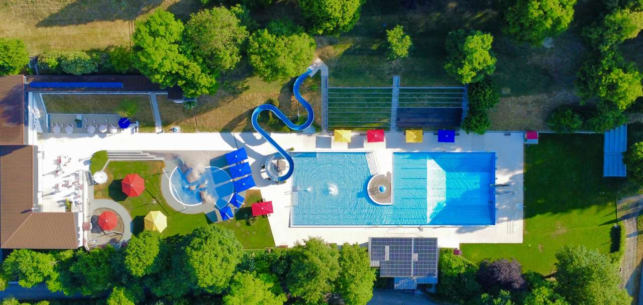 Freibad Blaubeuren Luftansicht.